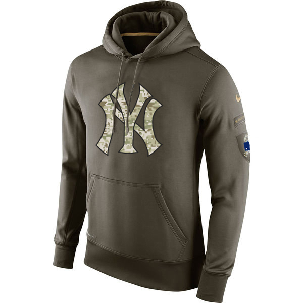 MLB Men New York Yankees Nike Olive Salute To Service KO Performance Hoodie Green->boston bruins->NHL Jersey